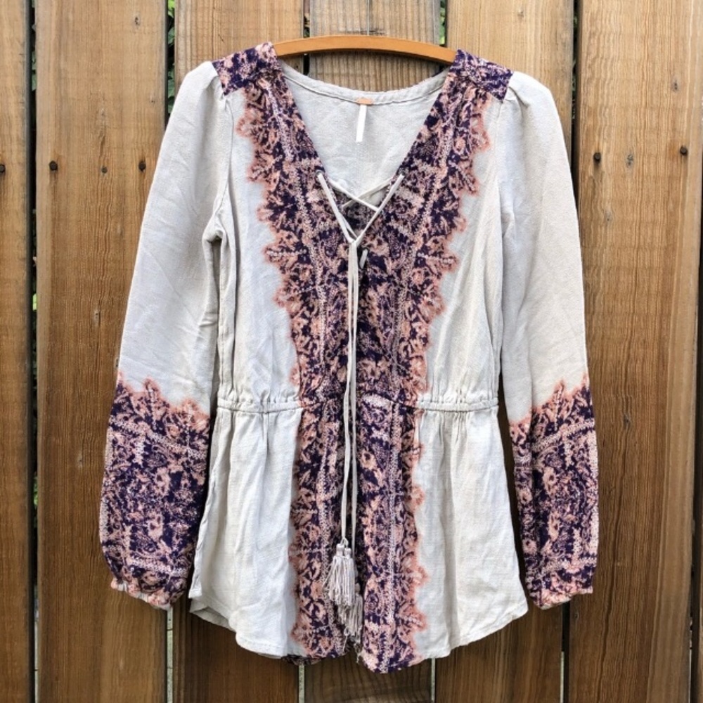 FreePeople WildestMoments tan teacombo summer vacation tunic top XS